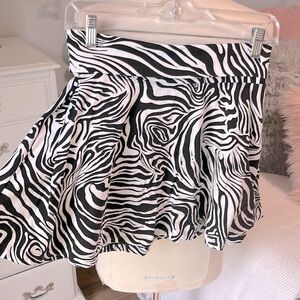 Zebra Stripe Black White Knit Skirt Womens Medium